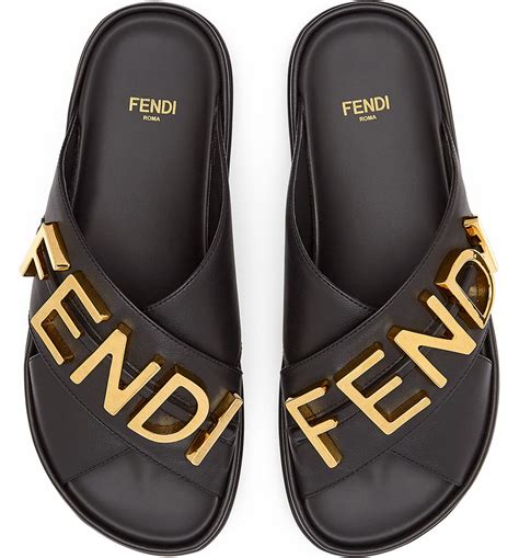 black and gold fendi slides|Fendi slides with buckle.